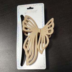 Tan Ribbon Bow Hair Clip